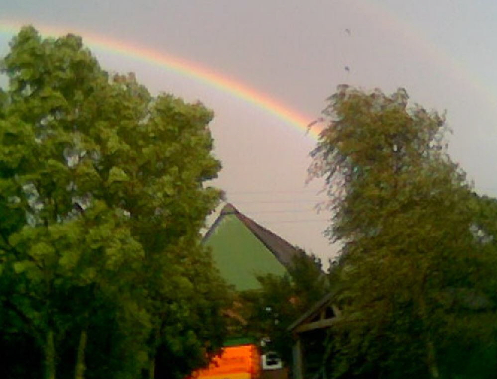 Regenbogen über dem Rehweg